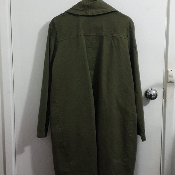 Tyli size L army green beaded trench coat - Picture 8 of 9
